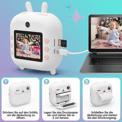 Selvim 40MP Kinderkamera, 2,4'' Bildschirm Sofortbildkamera Kinder, 1080P HD Videokamera mit 32GB TF