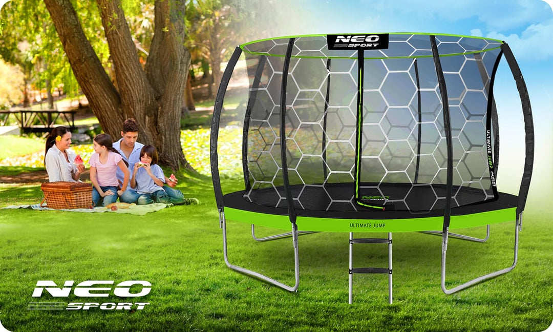 Neo-Sport Trampolin Outdoor Kinder Gartentrampolin Sicherheitsnetz Innen Leiter Gepolsterte Stangen