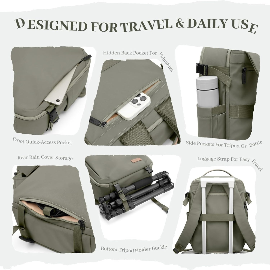 Kamerarucksack, DSLR SLR Kameratasche mit 14 Zoll Laptopfach und Regenschutz, Kompatibel für Kamera