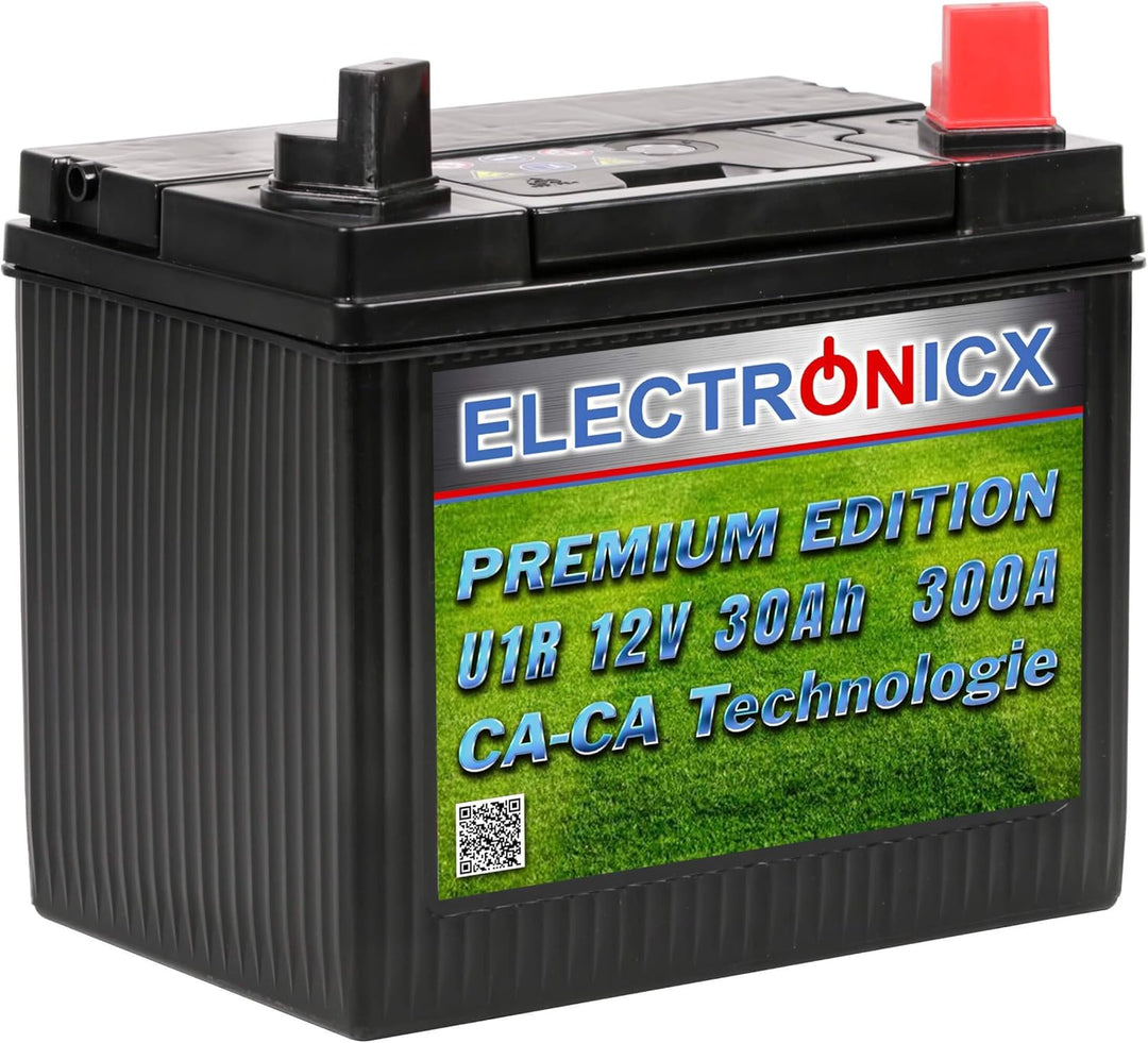 Electronicx Premium Rasentraktor Batterie 12V 30Ah Aufsitzrasenmäher Akku Rasenmäher Pluspol Rechts,