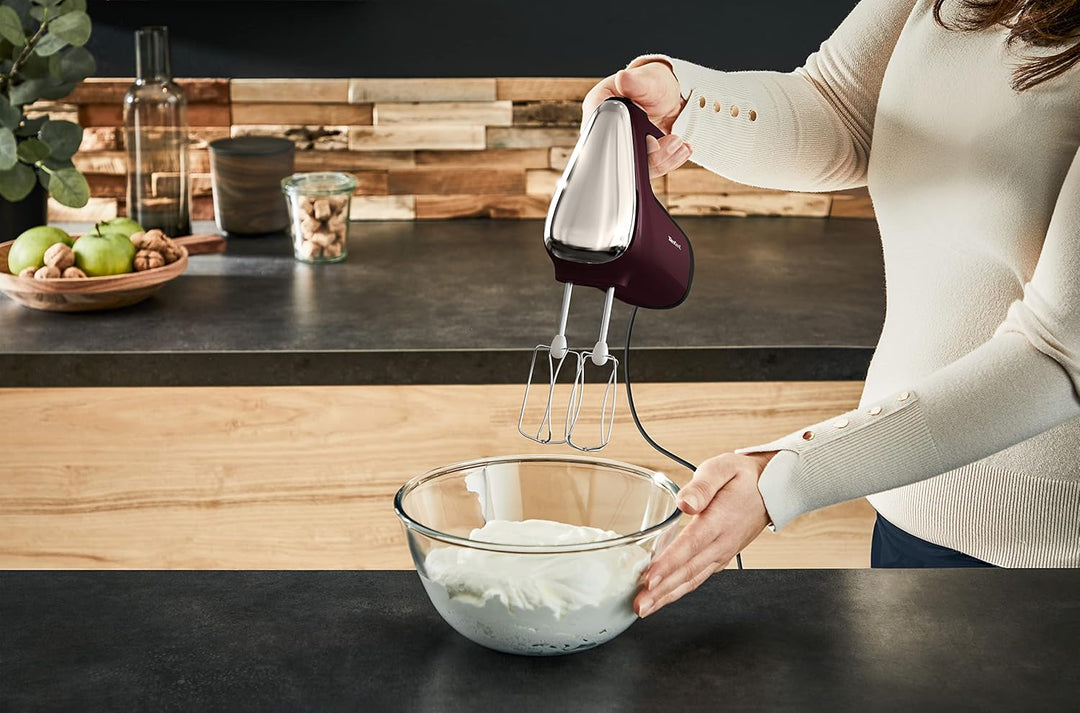 Tefal HT6525 Powermix Silence Handmixer | 600 W Leistung | offener Griff | Geschwindigkeitsstufen +