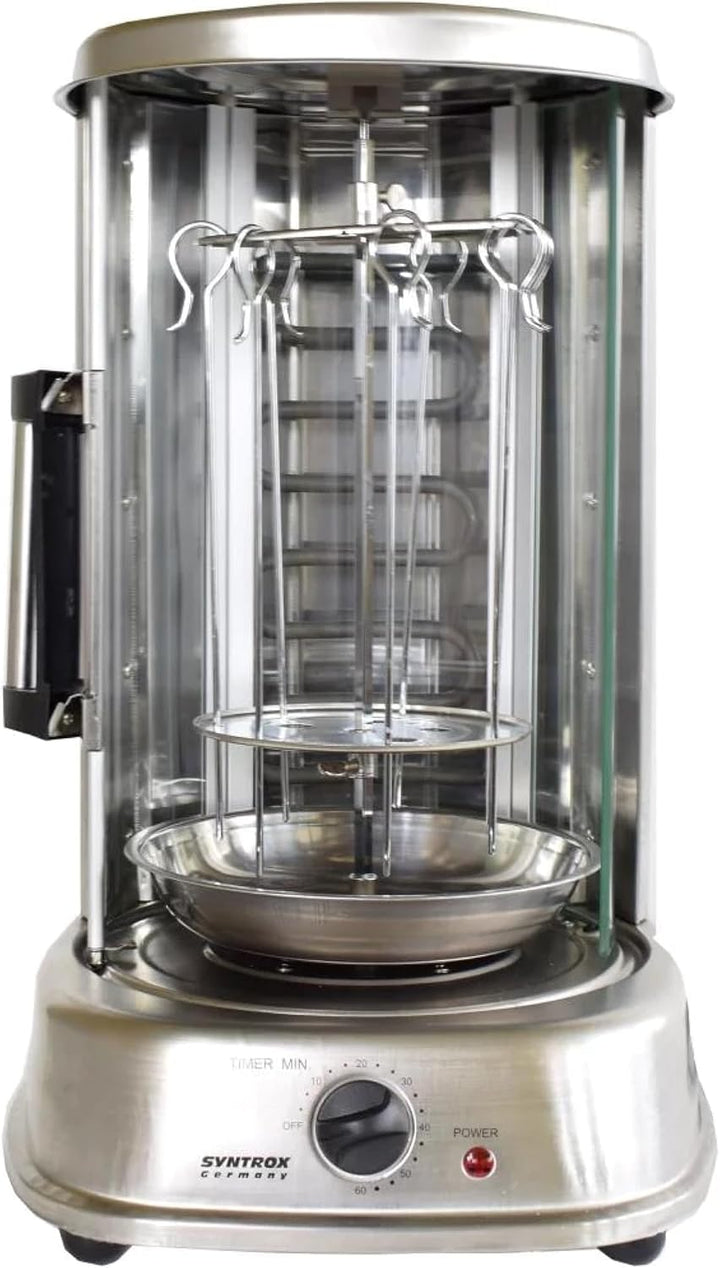 Syntrox Germany Dönergrill Blontixa Edelstahl mit Glastür, Drehspiess, Gyrosgrill, Hähnchengrill, Eö
