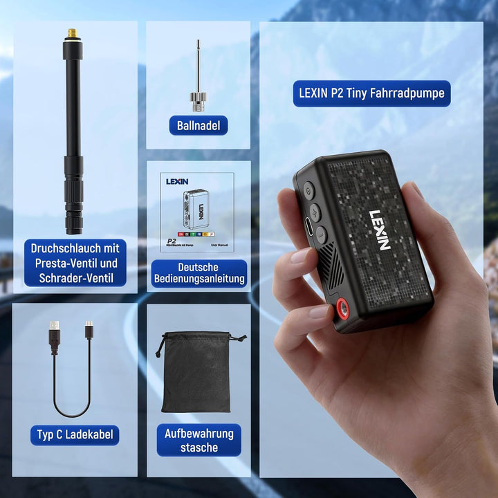 LEXIN Elektrische Luftpumpe, Akku Kompressor P2, P2