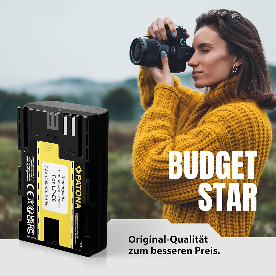 PATONA Akku LP-E6 Kompatibel mit Canon EOS R 7D 6D 5D Mark II III 80D