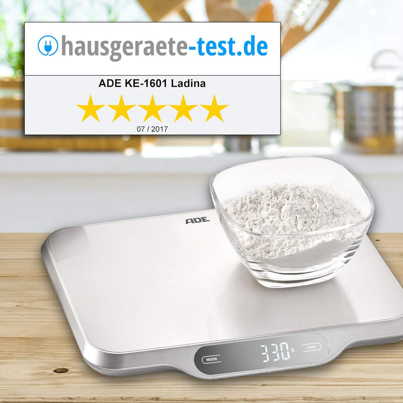 ADE Extra grosse Küchenwaage digital bis 15 kg | Wiegefläche 26x31 cm | Paketwaage