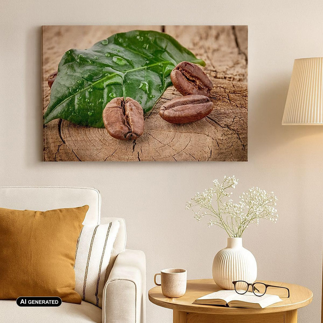 Bilder auf Leinwand 100x70cm Leinwandbild Aroma Kaffee Pflanze Samen Gross Wanddeko Bild Schlafzimme