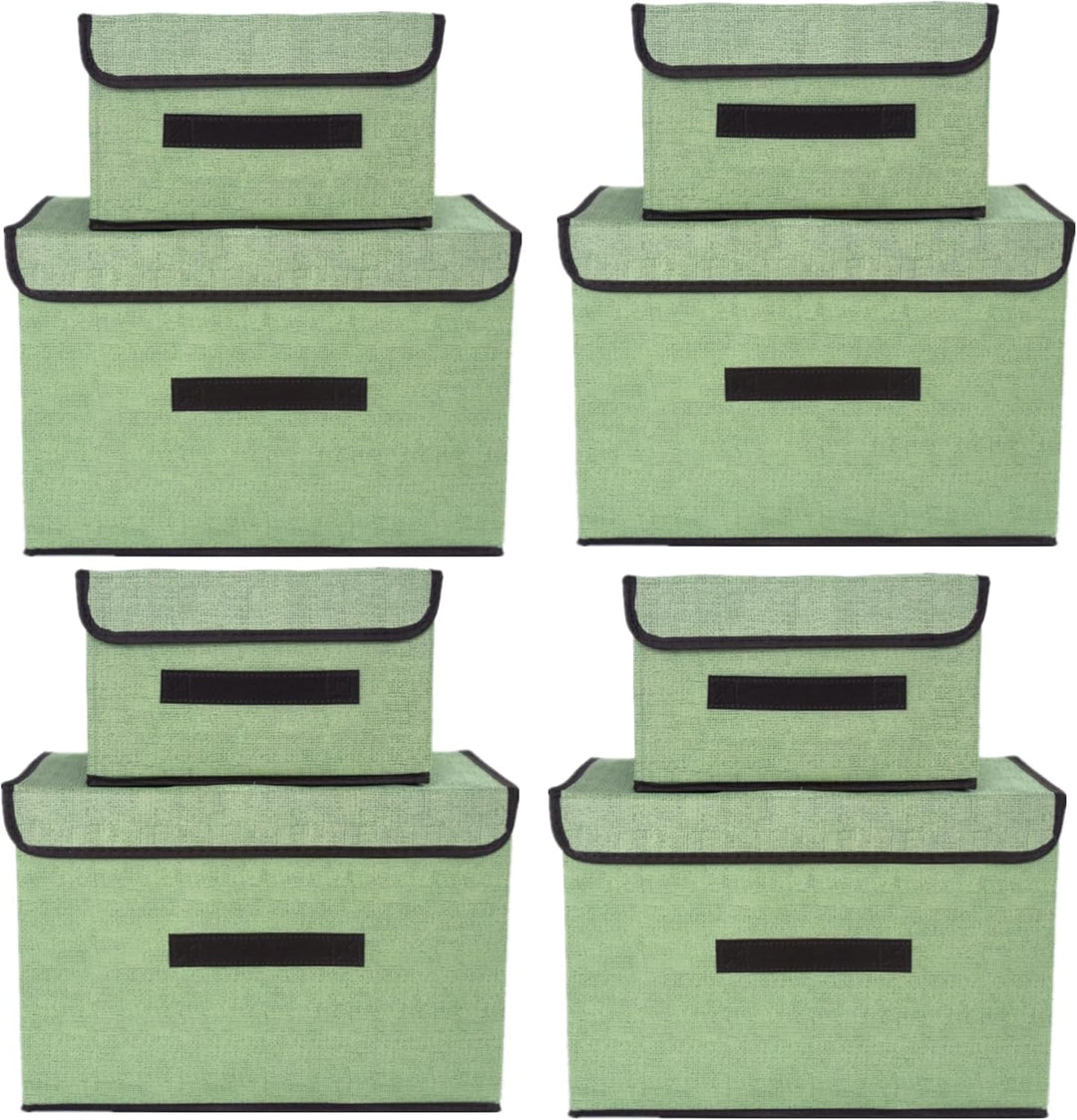 NCRGB 8 Stück Stoff Faltbare Aufbewahrungsboxen mit Deckel (36cm/4 Pack+26cm/4 Pack) Stoffaufbewahru
