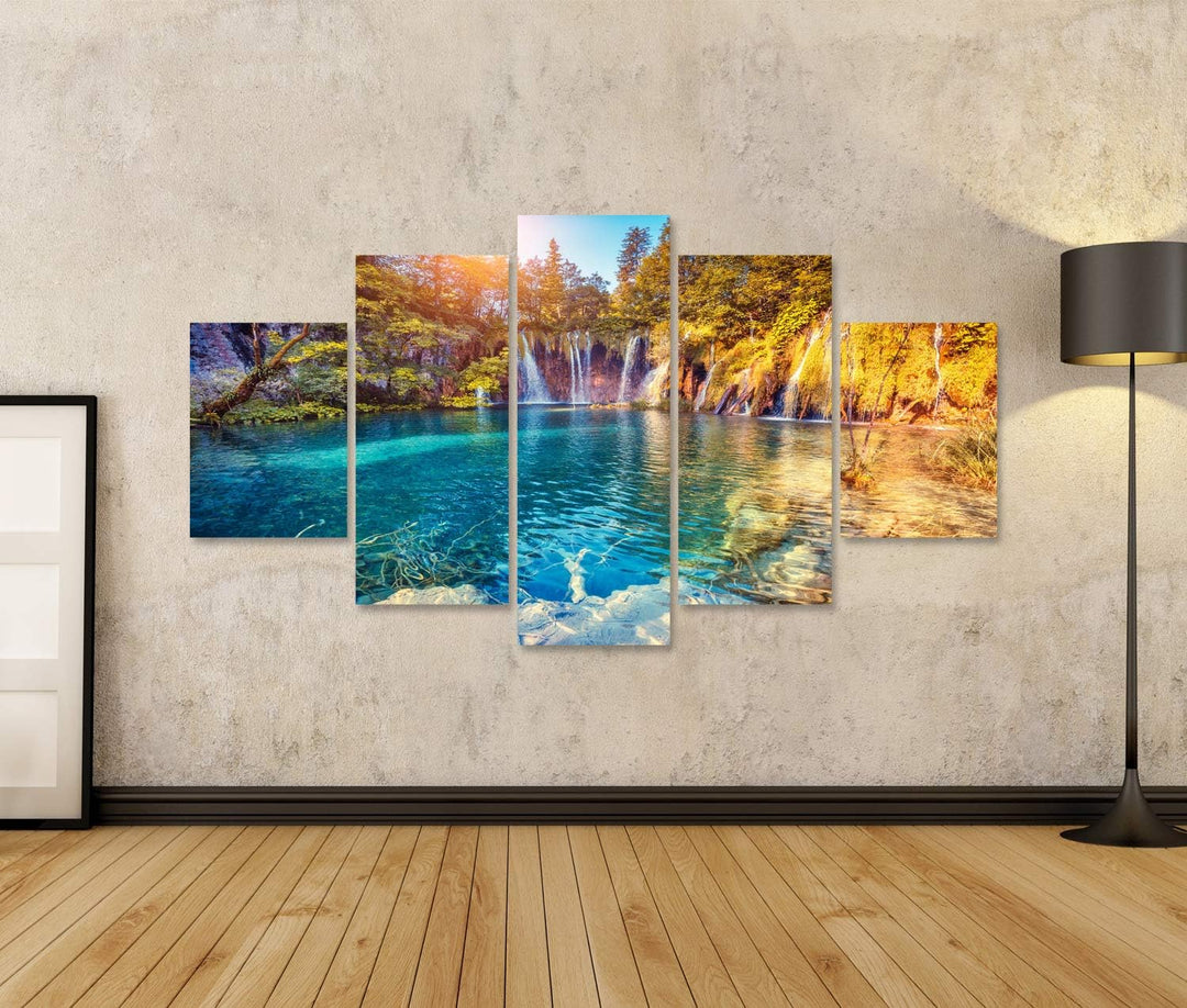 islandburner Bild Bilder auf Leinwand majestätische Ansicht auf Türkiswasser und sonnige Strahlen im
