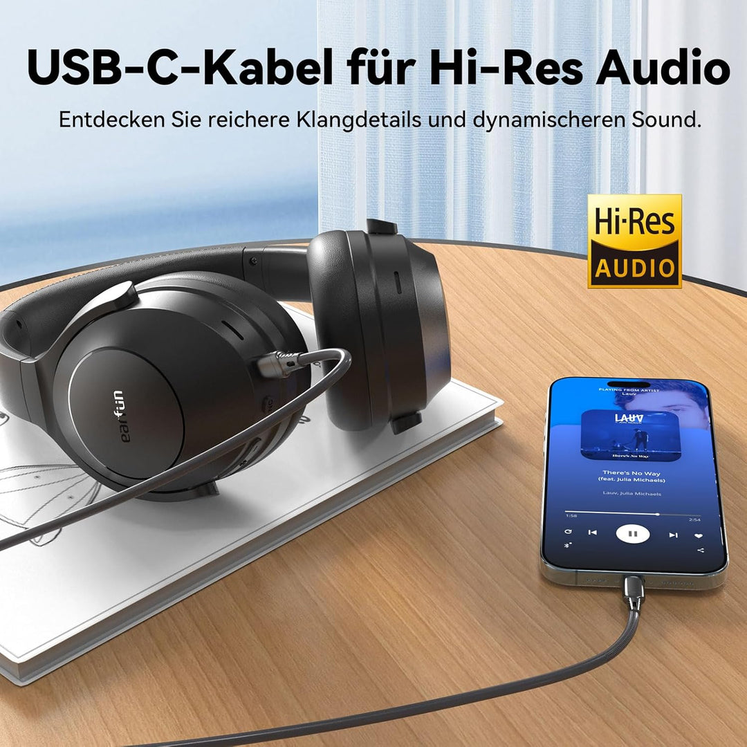 EarFun Wave Life Over-Ear Noise Cancelling Kopfhörer Kabellos, Bluetooth 5.4 Kopfhoerer mit Hi-Res K