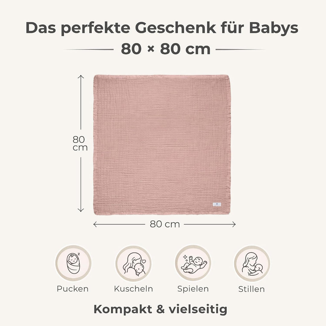 nordic coast company® Musselin Decke Baby Puckdecke Fransen Babydecke Musselin Mulltuch Pucktuch Spu