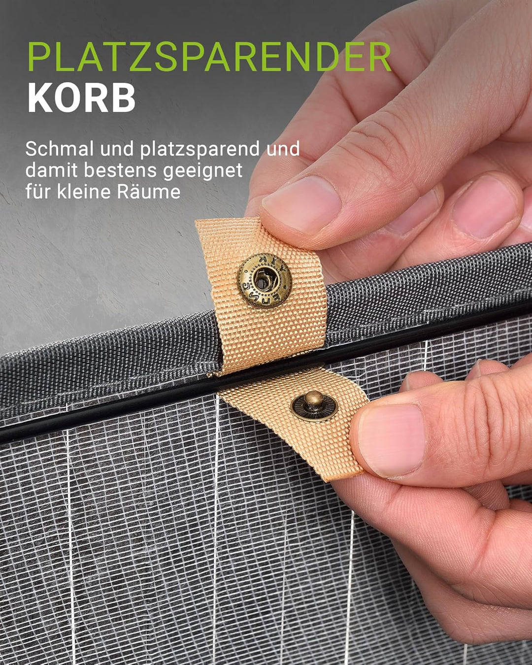 Juskys Bambus Wäschekorb Curly Grau 100L - Hygienischer Wäschekorb mit Deckel, Tragegriff & Wäschesa