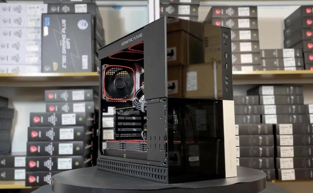 Geometric Future M4 Caliburn Mid/Mini Tower, E-ATX/ATX Gaming-Gehäuse, vertikales Lufttunnel-Design,