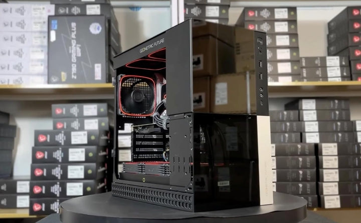 Geometric Future M4 Caliburn Mid/Mini Tower, E-ATX/ATX Gaming-Gehäuse, vertikales Lufttunnel-Design,