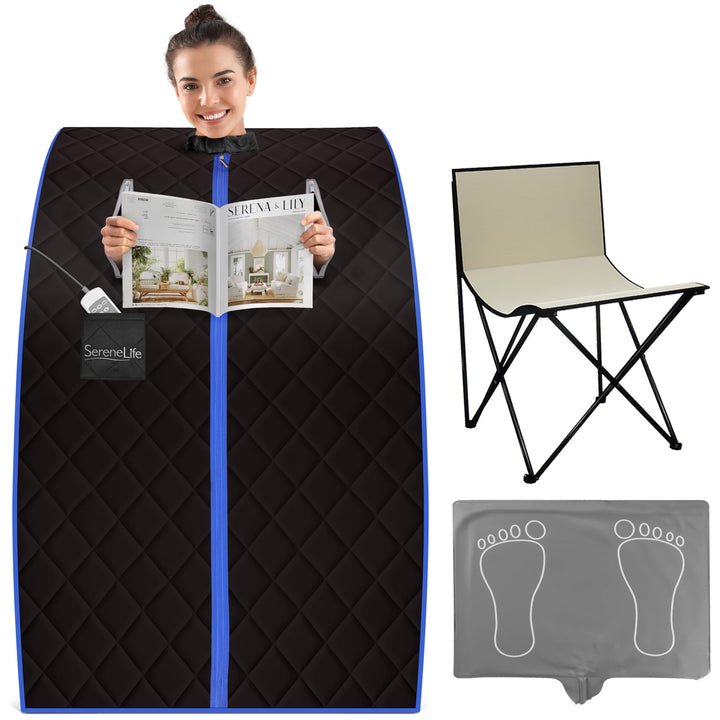 SereneLife Mini Sauna, Dampfsauna für Zuhause, Infrarot Sauna für Zuhause, Portable Sauna, Gartensau
