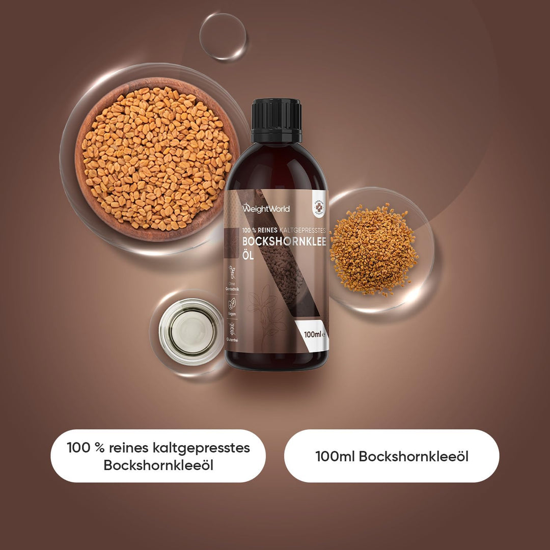 Bockshornkleeöl 100ml - Körper, Brustbereich, Gesäss, Bart, Haare, Nägel - Vegan Fenugreek Oil - Kör