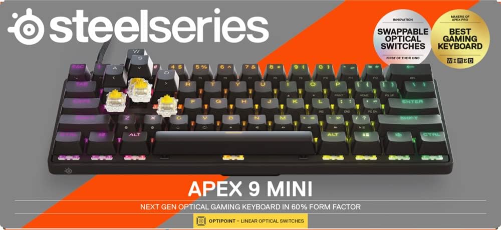 SteelSeries Apex 9 Mini - Mechanische Gaming-Tastatur - Optische Switches - 2-Punkt-Betätigung - Kom