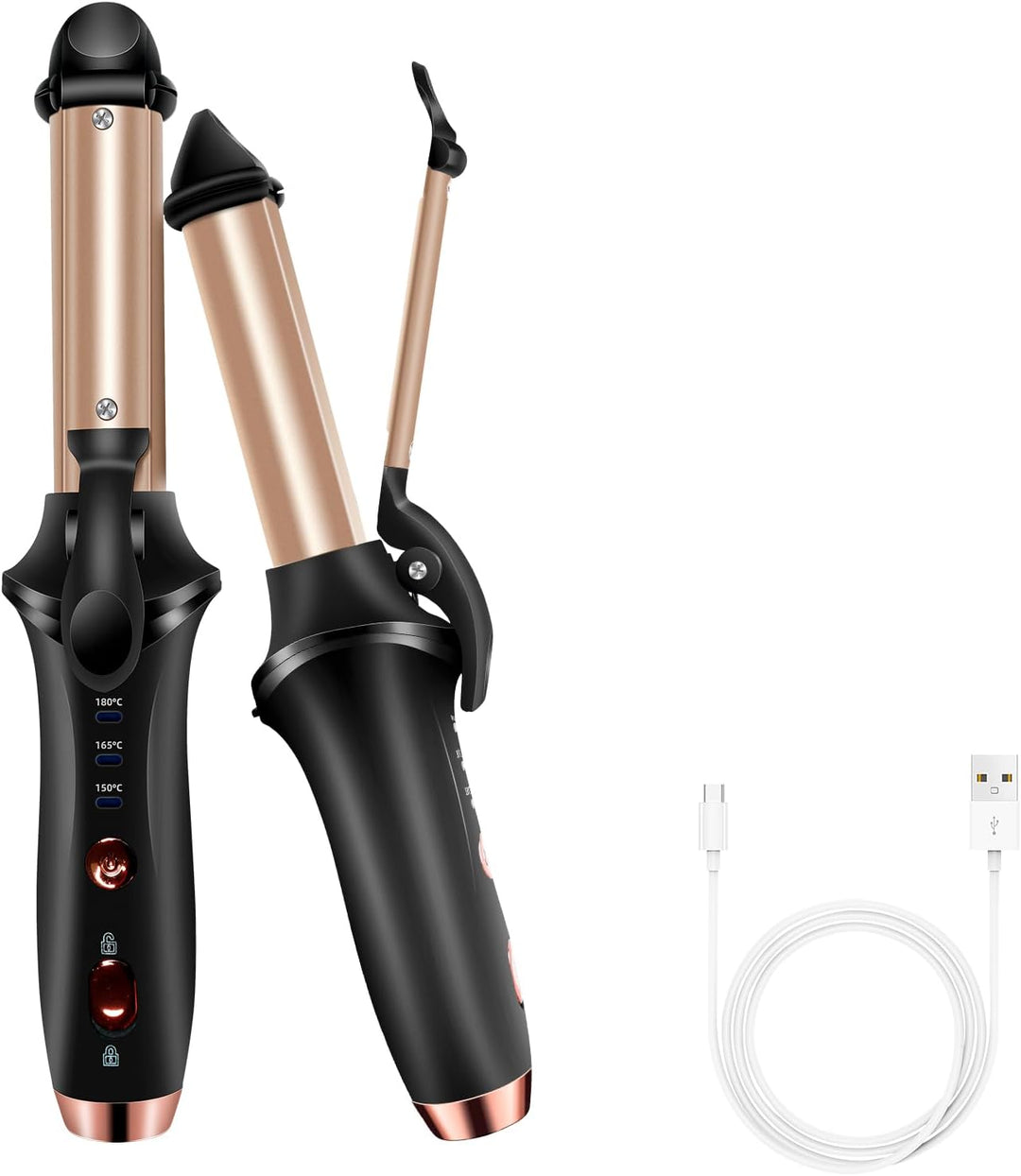 Mini Lockenstab, Schnurloser Tragbare Reise Lockenwickler USB Aufladen mit 3 Ainstellbaren Temperatu