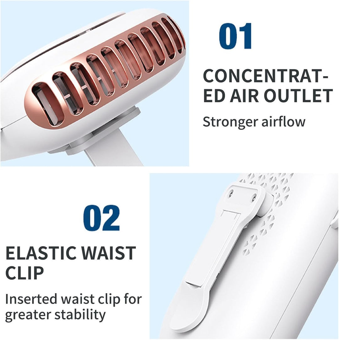 Ventilator mit Clip, 5 Geschwindigkeiten, leise, blattlos, tragbar, wiederaufladbar, persönlicher Ve