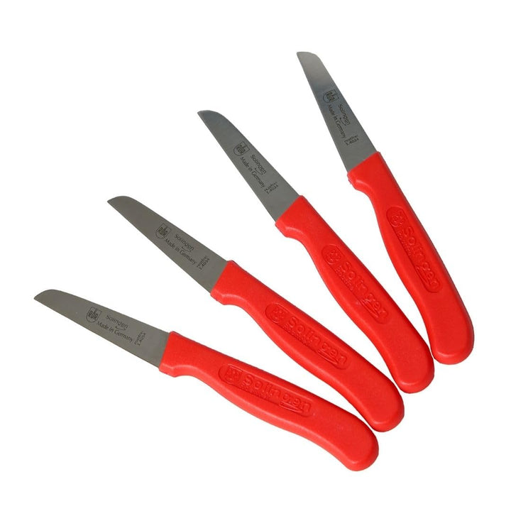 TOPANBIETER 999 Schälmesser 4er Set mit rotem Griff - Vielseitige Obstmesser, Gemüsemesser, Allzweck