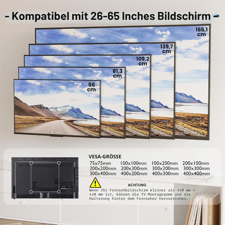 BONTEC TV Wandhalterung für 26-65 Zoll LCD/LED/OLED/Plasma Fernseher, Neigbare Ultraslim TV Halterun