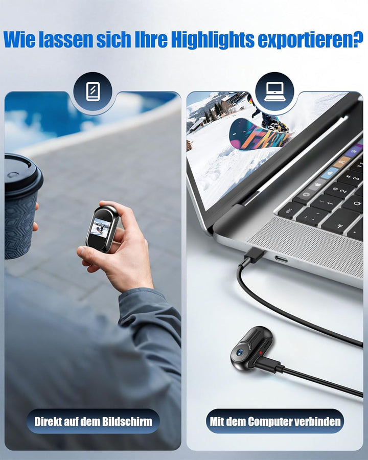 Action Cam 2K mit 64 GB Karte, Action Kamera mit WiFi, Mini Bodycam Körperkamera mit 120° Weitwinkel