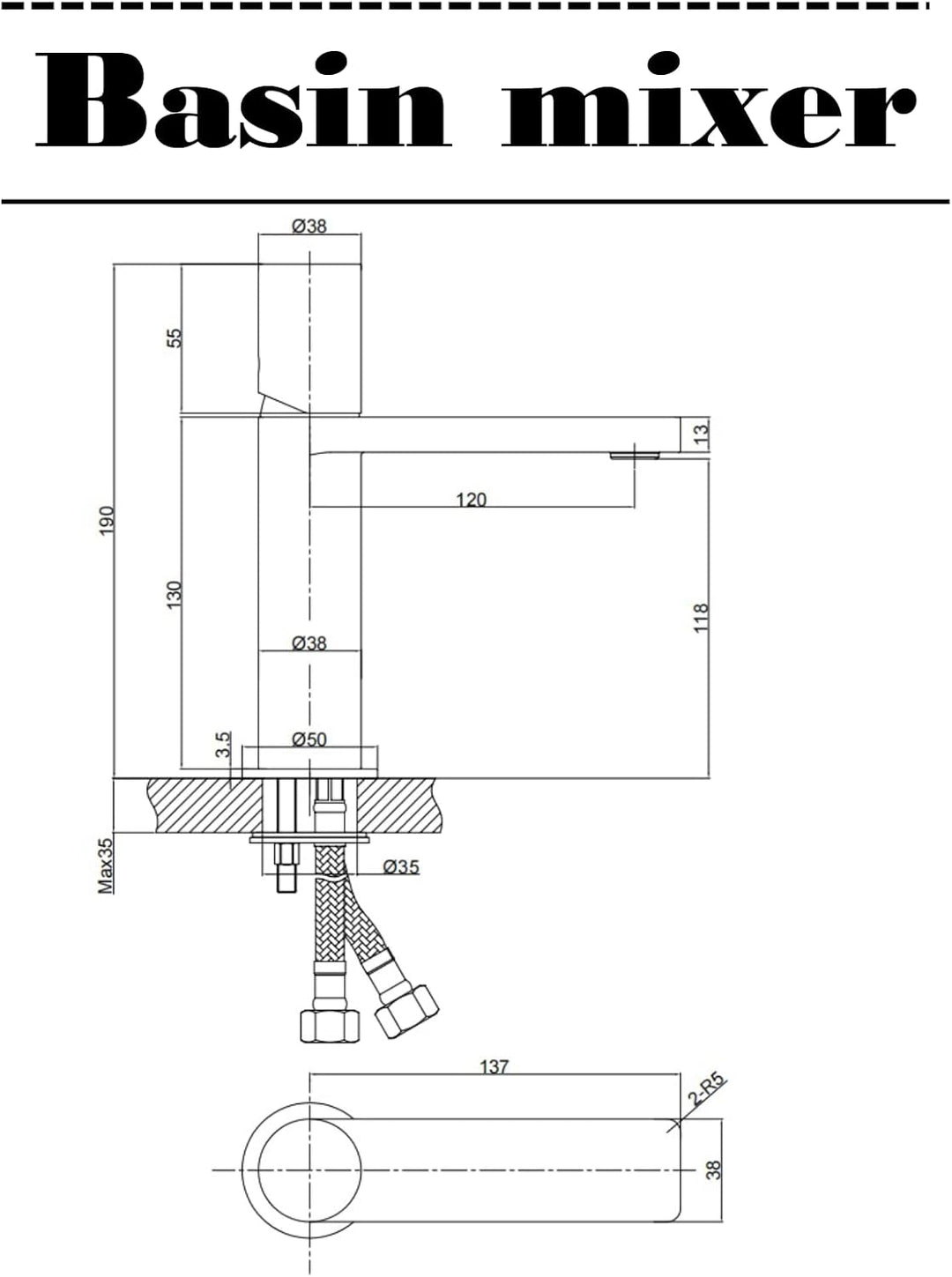 Krobec Einhebelmischer wasserhahn bad,waschtischarmatur mit Wassersparfunktion,wasserhahn gäste wc,c