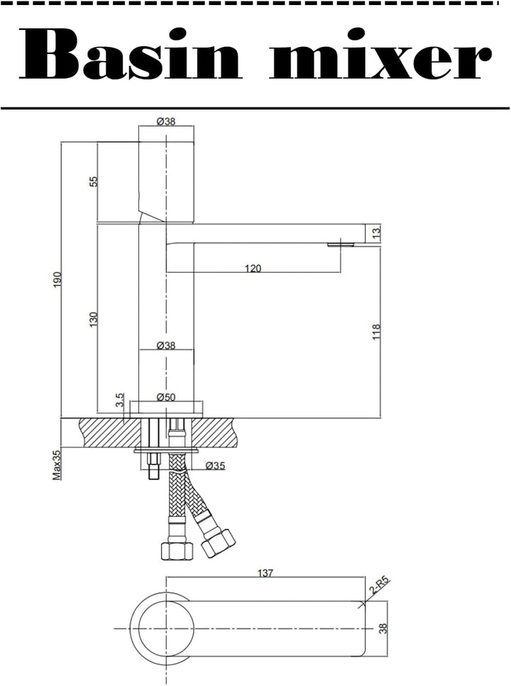 Krobec Einhebelmischer wasserhahn bad,waschtischarmatur mit Wassersparfunktion,wasserhahn gäste wc,c