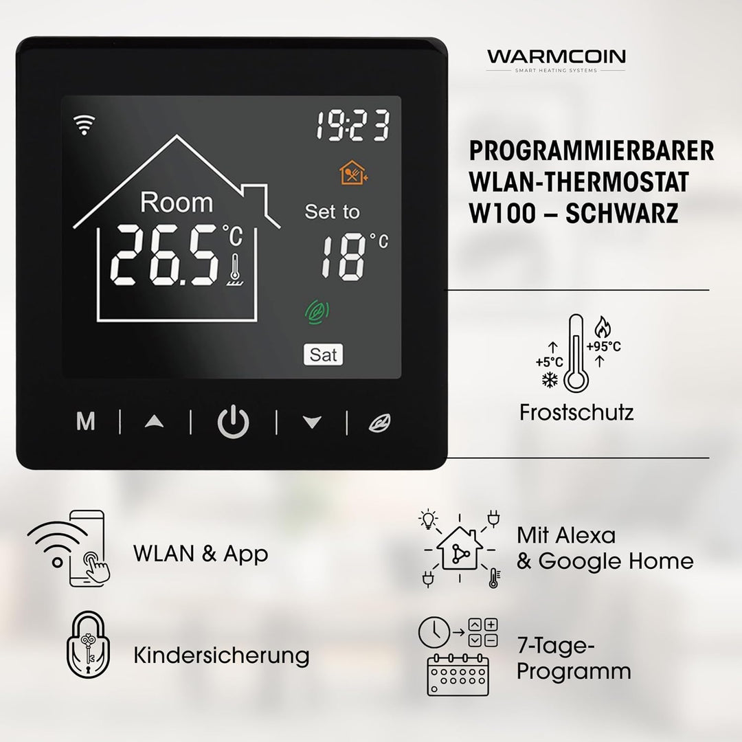 Elektrische Fussbodenheizung All-in-One Set 160 W/m² – Fliesen, Laminat &amp; Vinyl – 8 m² – Inkl. W100