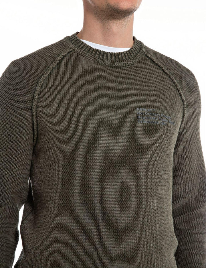 Replay Herren Pullover aus Baumwolle M Green Mud 212, M Green Mud 212