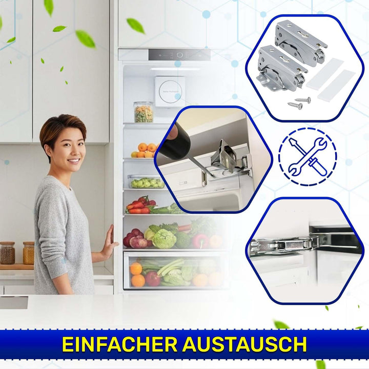 Kit 2 Stück Kühlschrank Scharnier Oben und Unten mit 2 Bolzen und 2 Stopfen mit dem Originalcode 583