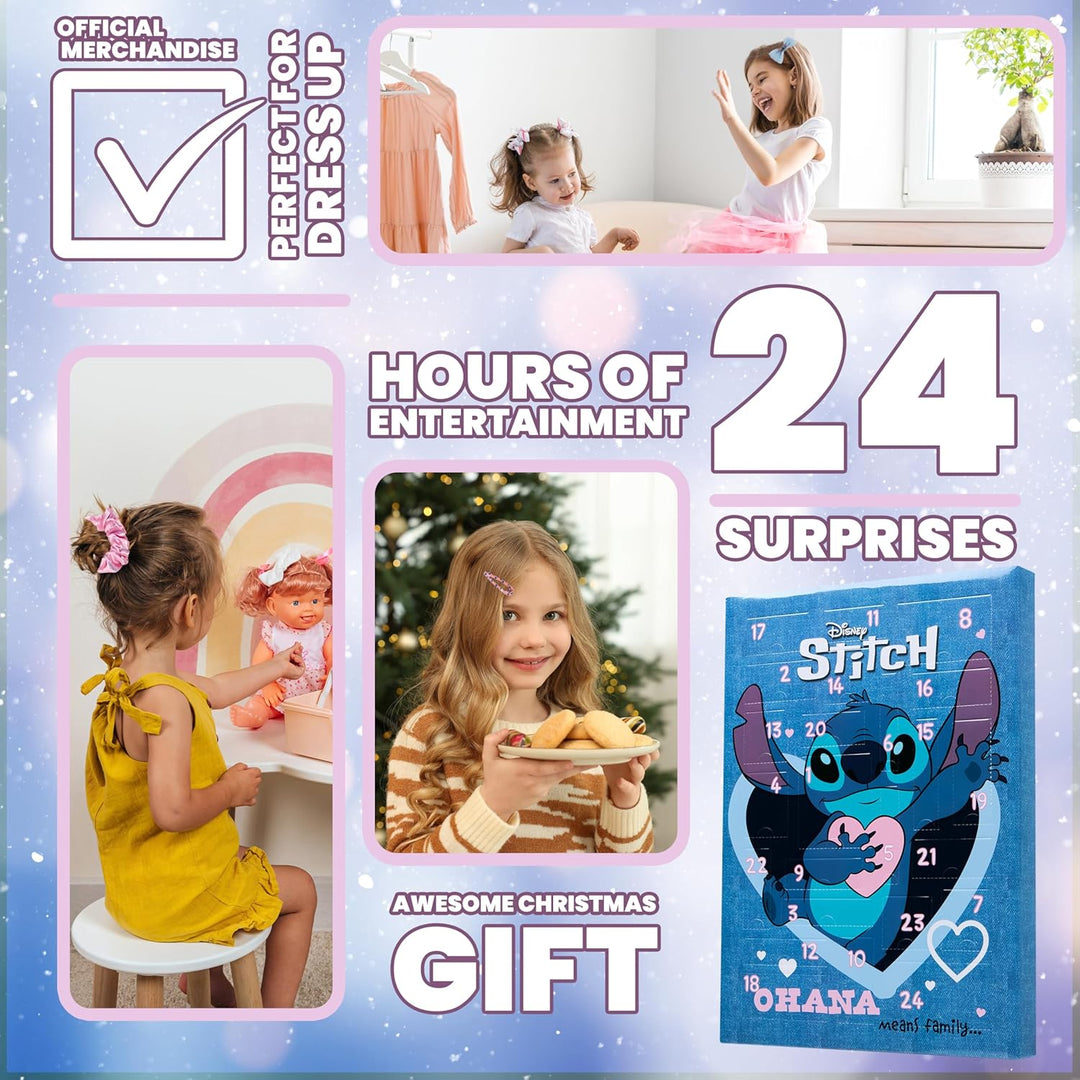 Disney Stitch Adventskalender 2024, Haarschmuck & Accessoires für Mädchen (Blau), Blau