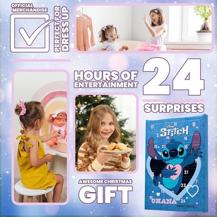 Disney Stitch Adventskalender 2024, Haarschmuck & Accessoires für Mädchen (Blau), Blau