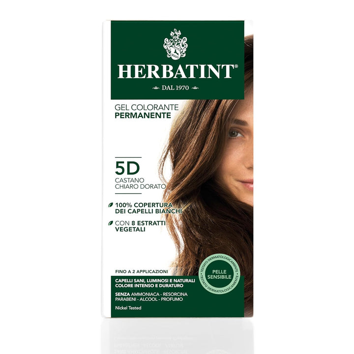 Herbatint 5D Light Golden Chestnut Permanent Herbal Hair Colour Gel 135ml Hellgoldene Kastanie 1 stü