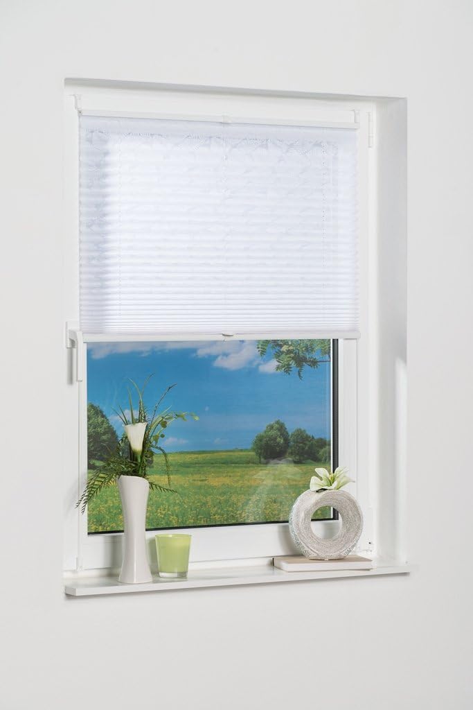 K-home Klemmfix-Plissee , Ausbrenner Stoff, weiss, 40 x 210 cm (B x L) Ausbrenner Stoff Weiss B40 x