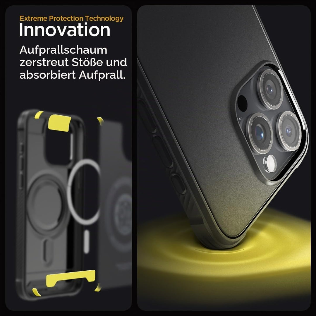Spigen Rugged Armor MagFit Hülle Kompatibel mit iPhone 15 Pro Max -Matte Black, Matte Black