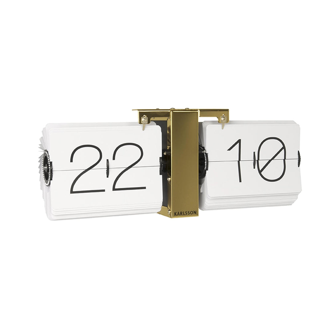 Karlsson KA5601WH Flip Uhr No Case Weiss, Standfuss Messingf, Metall, White, 8.5 x 36 x 14 cm