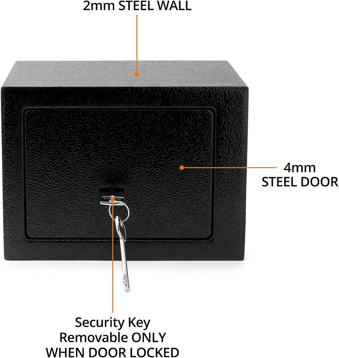 QWORK® Klein Safe Tresor 23 x 17 x 17 cm mit Triple-Bit Schlüssel, Möbeltresor Hohe Sicherheit Stahl