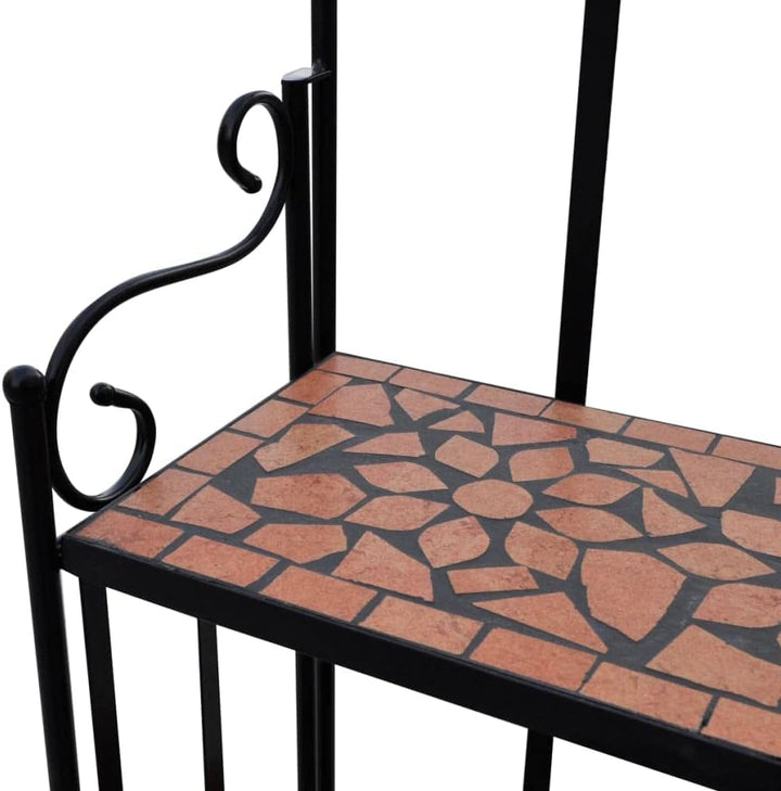 vidaXL Wandregal Mosaik Standregal Pflanzregal Garten Blumenregal Blumentreppe Terracotta und Schwar