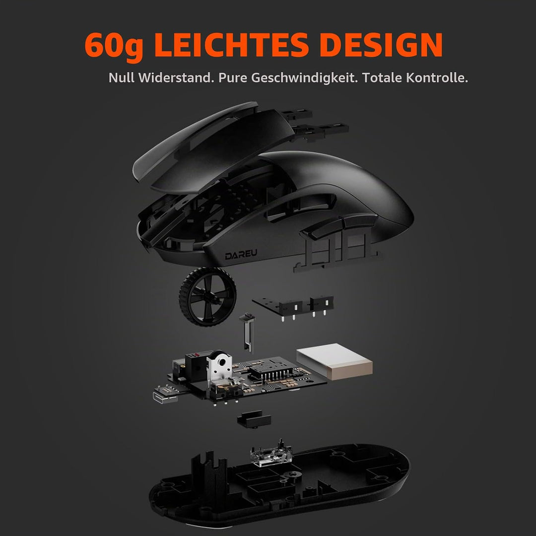 DAREU A950GM 60g Ultralight Gaming Mouse, PixArt PAW3395 Gaming Sensor, 100 Millionen HUANO Gaming M
