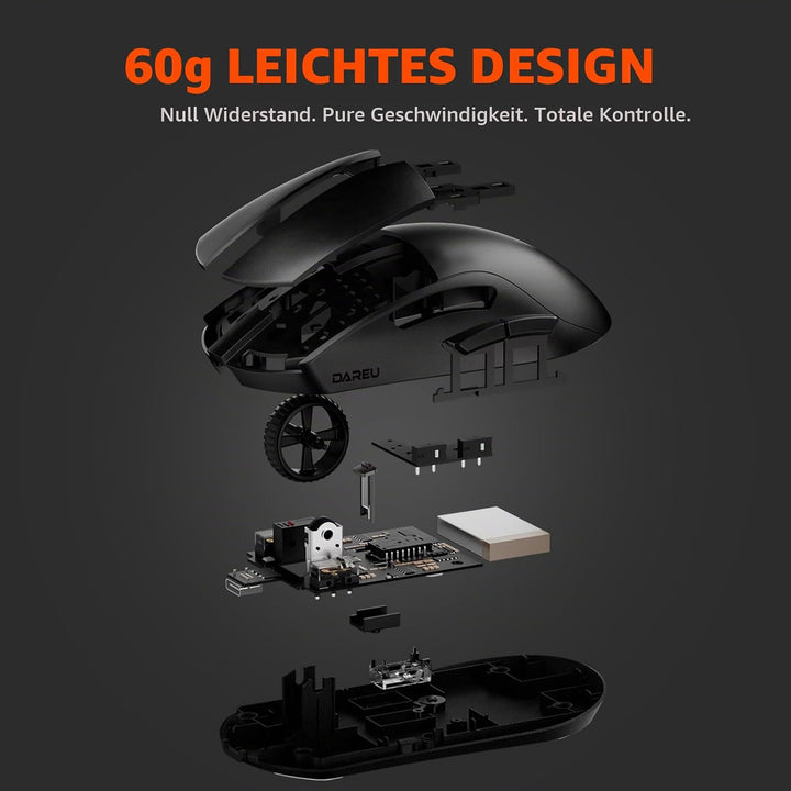 DAREU A950GM 60g Ultralight Gaming Mouse, PixArt PAW3395 Gaming Sensor, 100 Millionen HUANO Gaming M