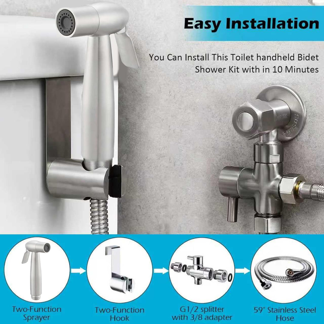 Bidet Handbrause Set, WC-Sprühflasche,Premium Edelstahl Gebürstet Bidet Handbrause, Bidet Sprayer fü