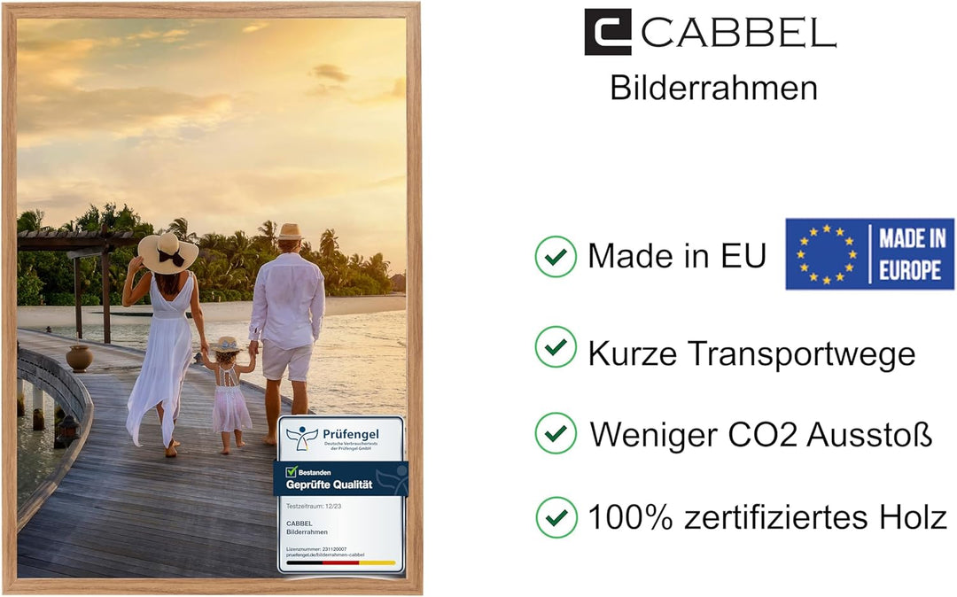 1x Bilderrahmen 50x70 cm Eiche Rahmen 1-Pack | Dokumentenrahmen, Collage, Poster | MDF Holz-Posterra
