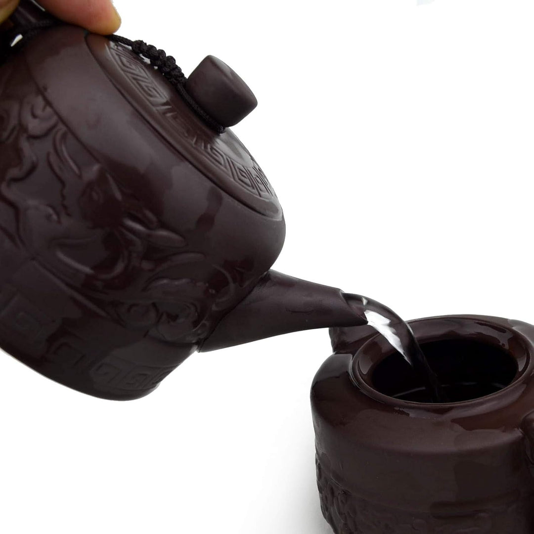Teekanne, 237 ml, chinesisches Gongfu-Tee-Werkzeug, Zisha-Tone-Ei für losen Tee, Drachen-Stil