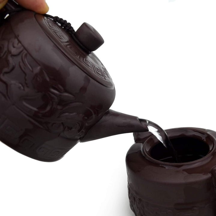 Teekanne, 237 ml, chinesisches Gongfu-Tee-Werkzeug, Zisha-Tone-Ei für losen Tee, Drachen-Stil