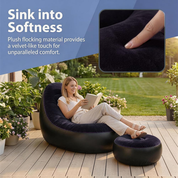 Aufblasbares Sofa mit Fusshocker, Aufblasbarer Sitzsack, Aufblasbares Stuhl Sofa, Luftsofa Aufblasba