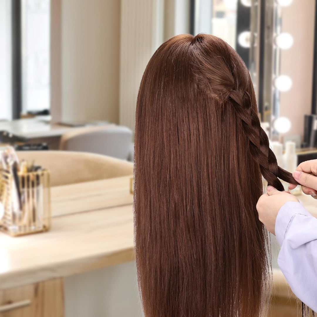 Yofuly 26 Zoll Trainingsköpfe, 80% Echthaar Kosmetik Schaufensterpuppenkopf mit Tischklemme & DIY-Ha