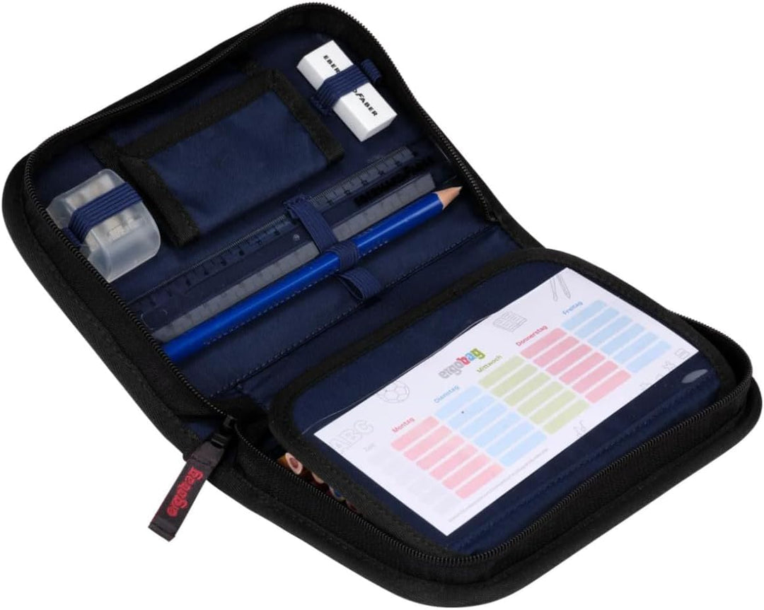 ergobag Federmäppchen Set 22-teilig, Lyra Buntstifte, Stundenplan-Fach, Kleingeld Fach, Lineal Unauf