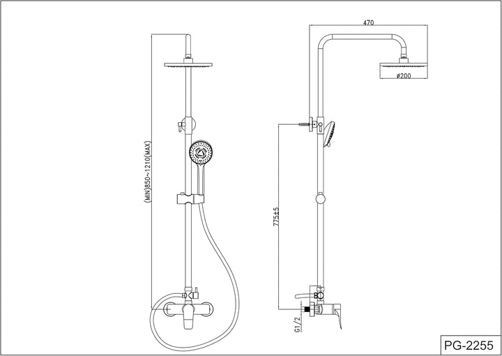 YOOZENA Duscharmatur Komplettset,Duschsystem mit Regendusche, 3 Strahlarten Duschkopf, Duscharmatur