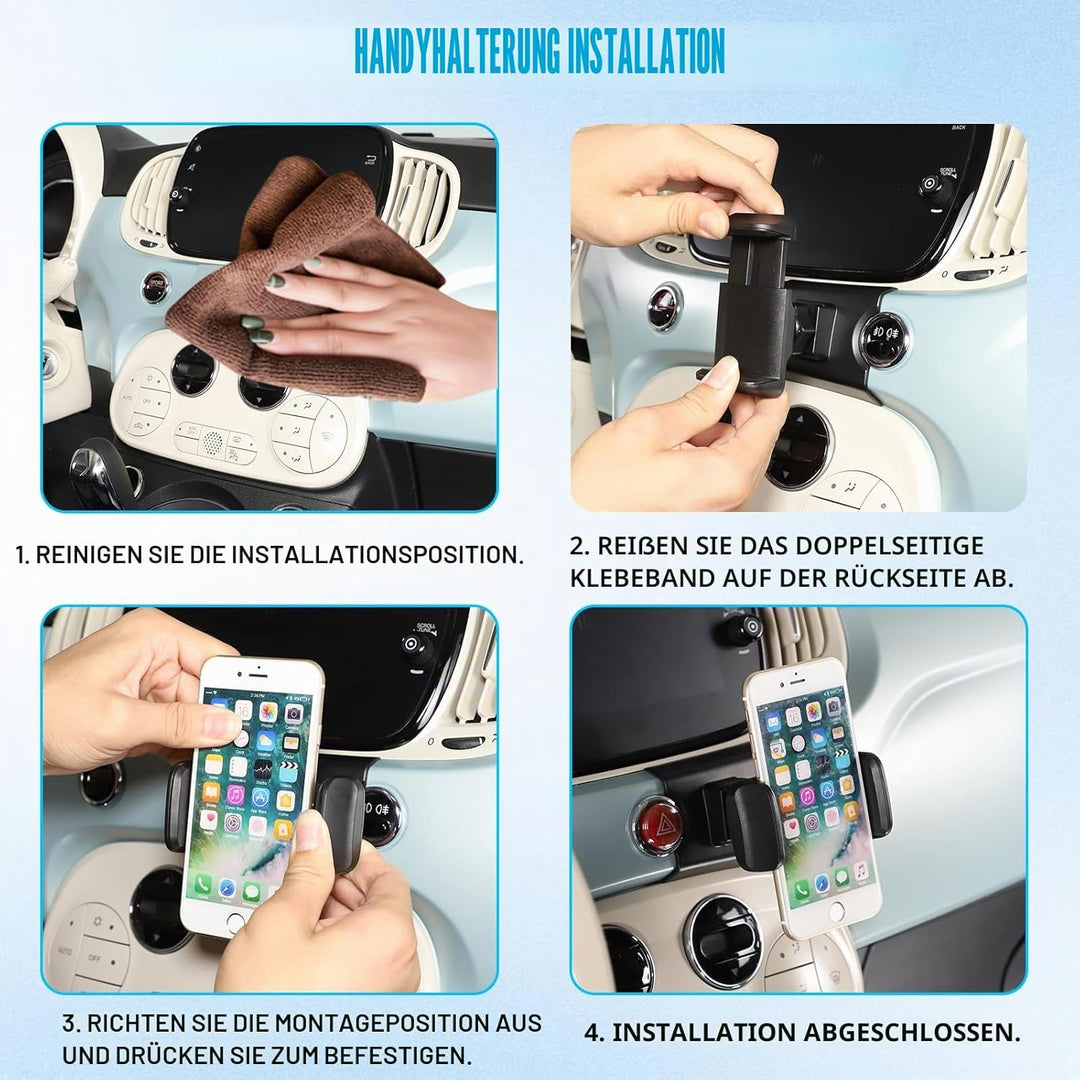 METYOUCAR Handyhalter für Fiat 500 2016-2024 - Rotierender Handyhalter fürs Auto für iPhone Android