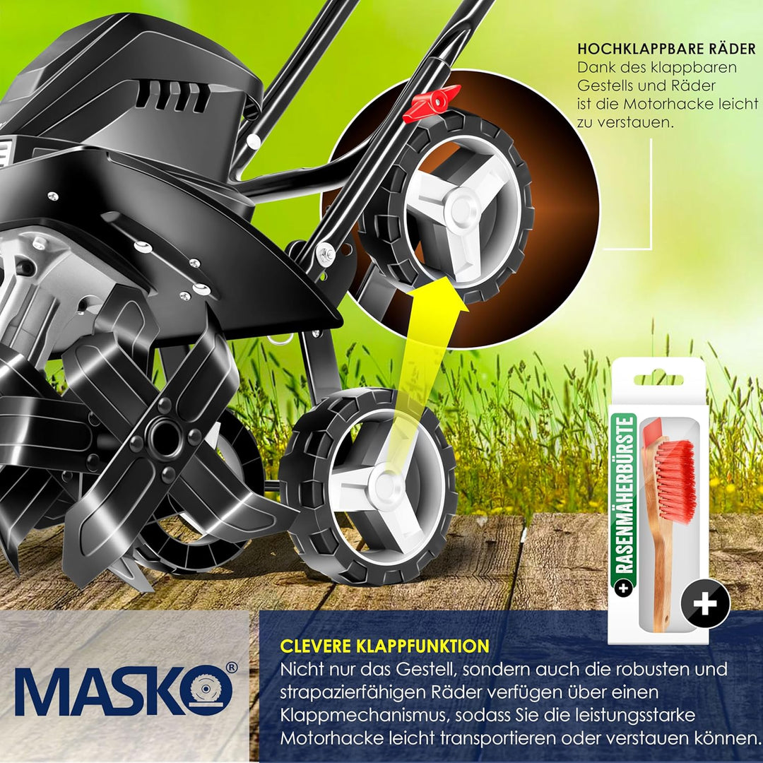MASKO® elektrische Motorhacke 1500 Watt | 40cm Arbeitsbreite 20cm Arbeitstiefe | Bodenhacke | Ackerf